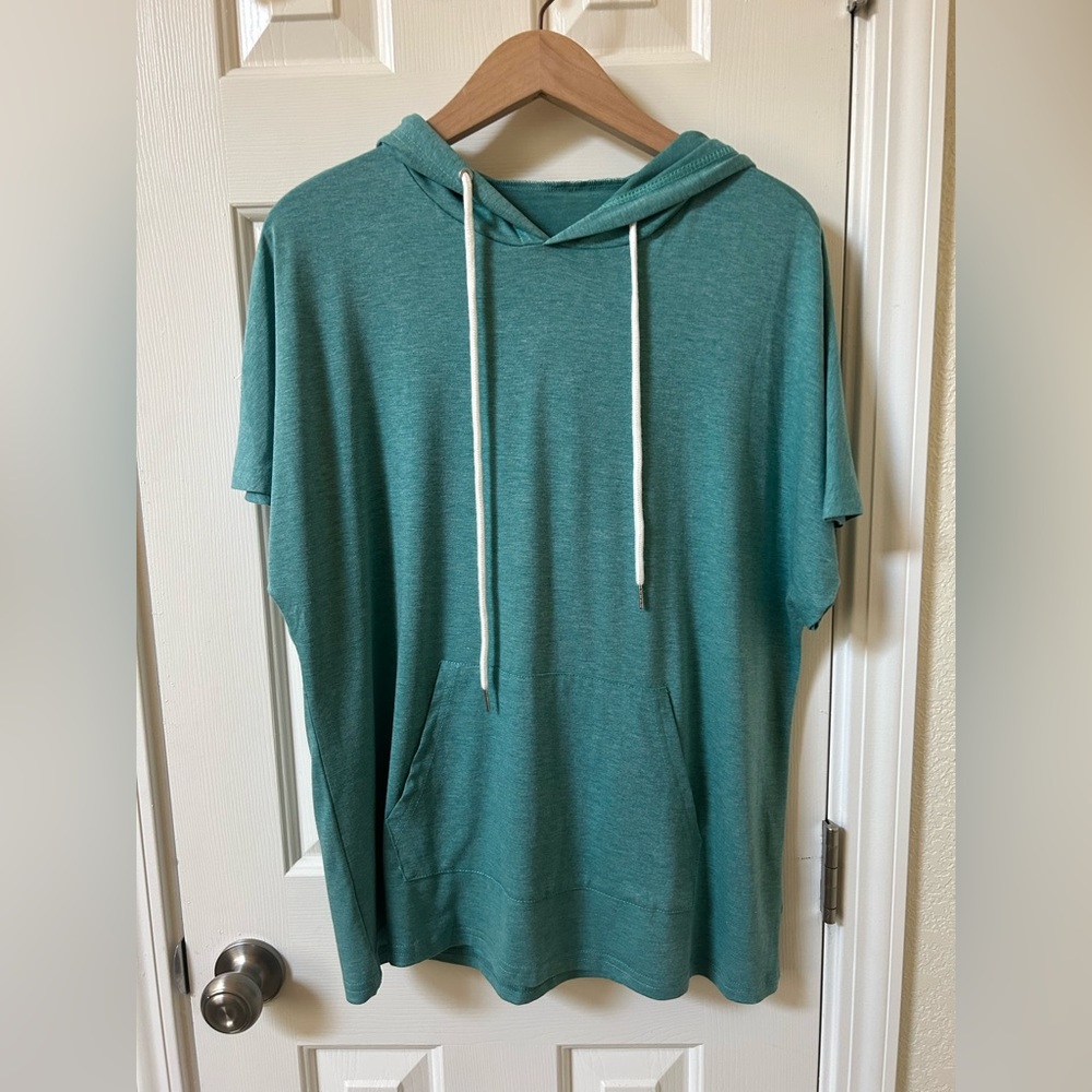 Short Sleeve Hoodie Loose With Pocket
